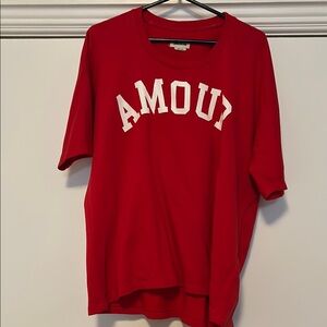 Red T-Shirt with White 'AMOUR' Print